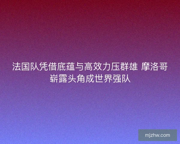 法国队凭借底蕴与高效力压群雄 摩洛哥崭露头角成世界强队