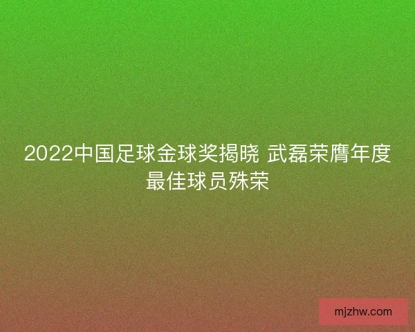 2022中国足球金球奖揭晓 武磊荣膺年度最佳球员殊荣